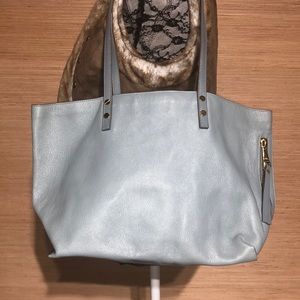 Authentic Chloe Blue Leather Designer Dylan Tote Bag